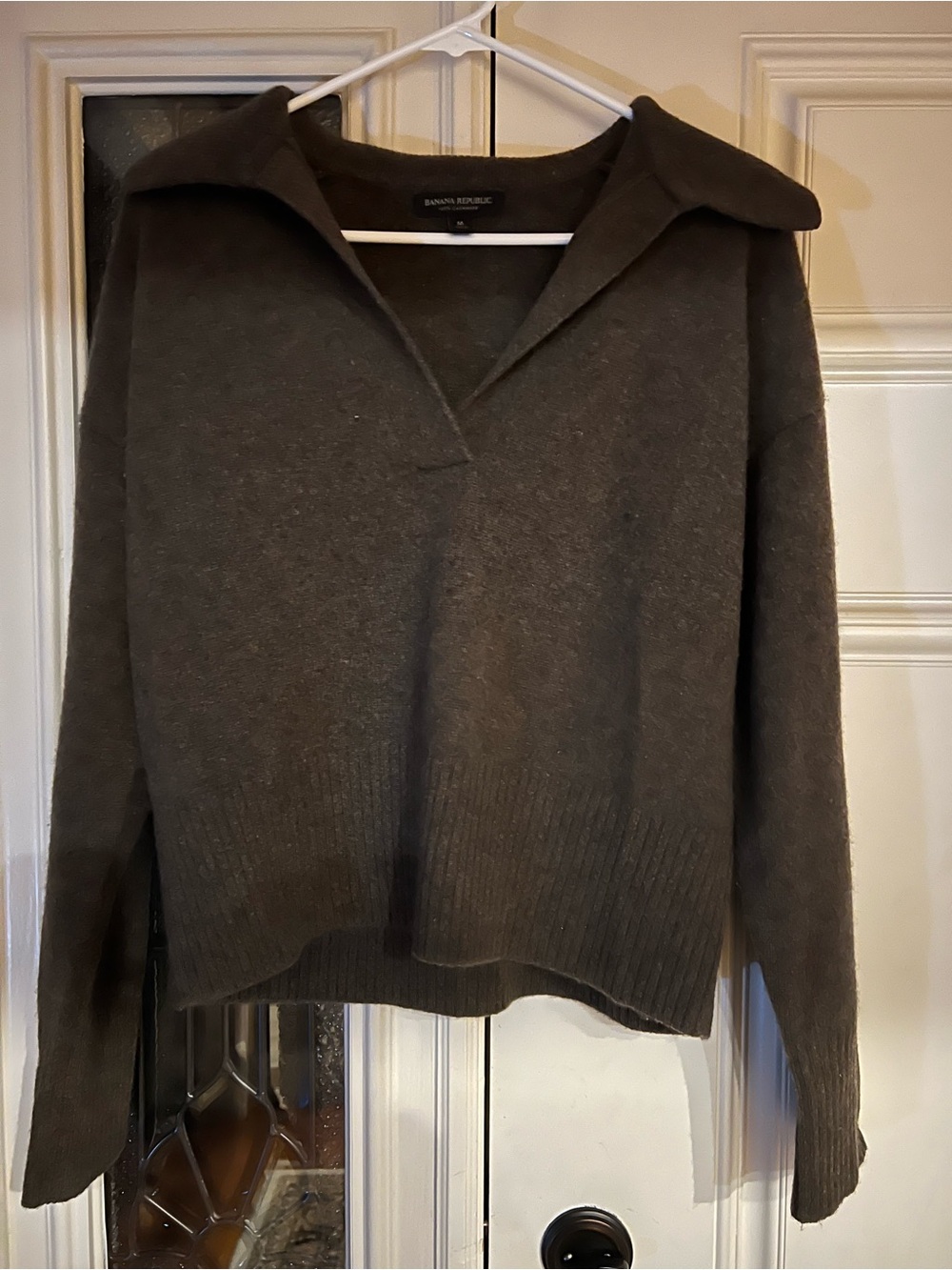 Banana Republic Olive Collared V-Neck Sweater
